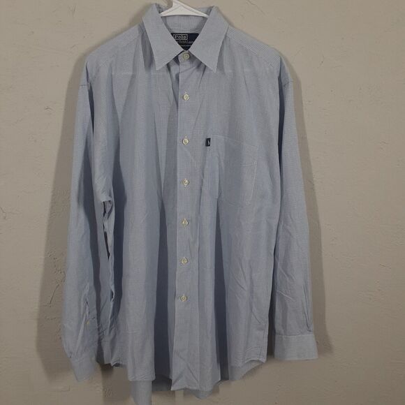 Polo Ralph Lauren Crane Mens M Blue White Check Long Sleeve Button Up Shirt - Picture 1 of 7